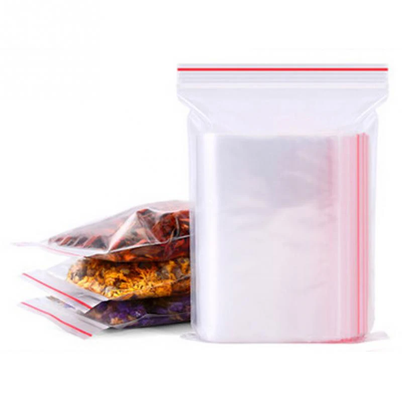 100PCS Food storage bags Jewelry Ziplock Zip Zipped Lock Reclosable Plastic Poly Clear Bags PE zipper bag transparent sealed bag