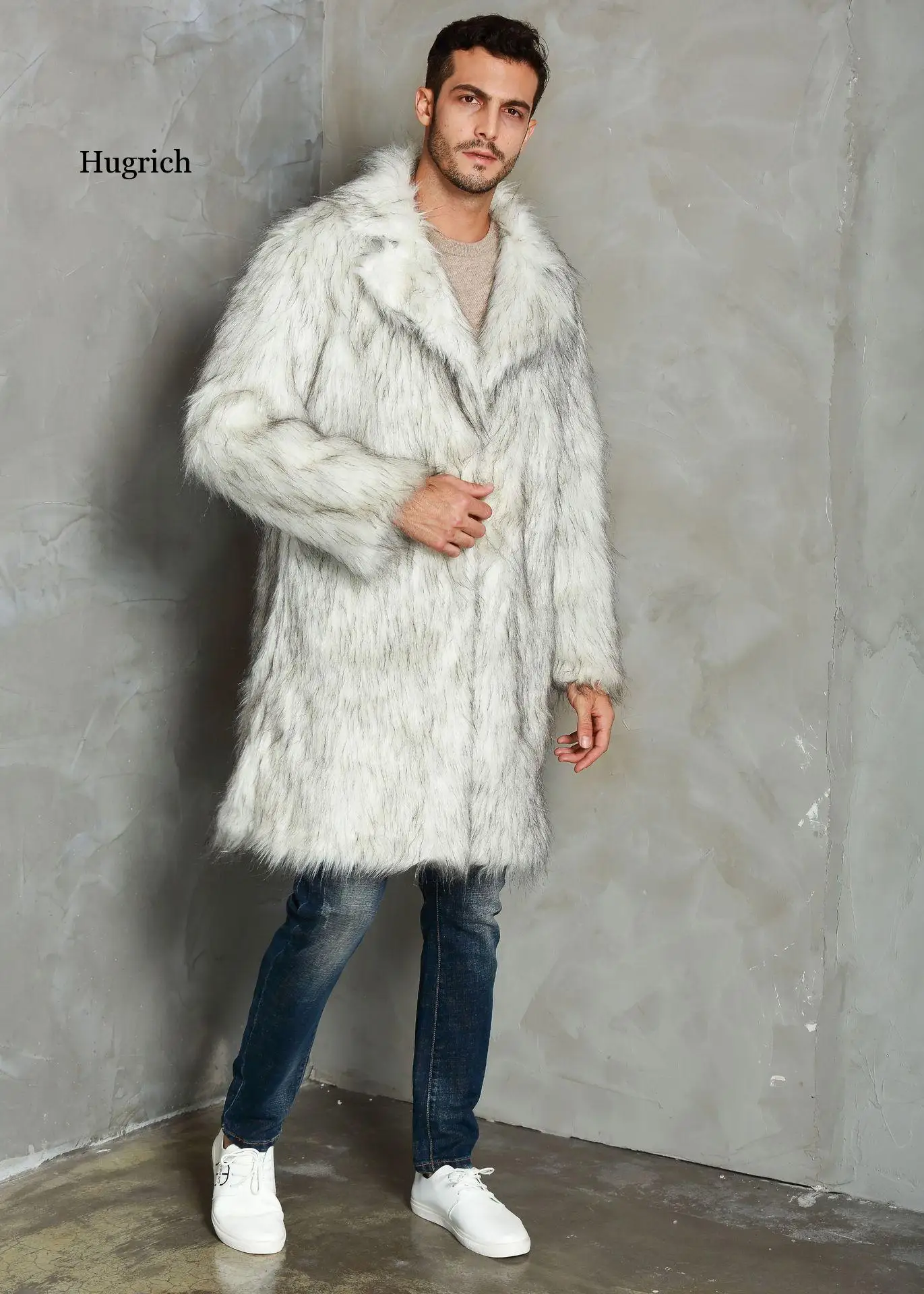 Winter Men Faux Fur Coat 2020 Fox Fur Jacket Fashion Mens Warm Solid Color Thick Outwear Overcoat