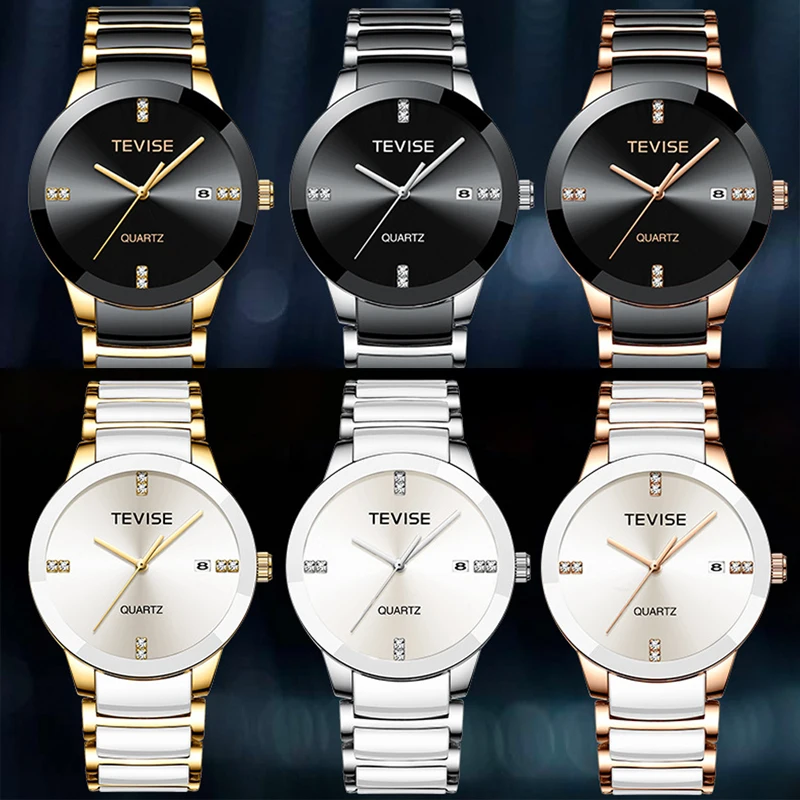 Tevise мужские водонепроницаемые кварцевые часы лучший бренд класса люкс Модные Керамические спортивные часы для мужчин наручные часы Relogio masculino