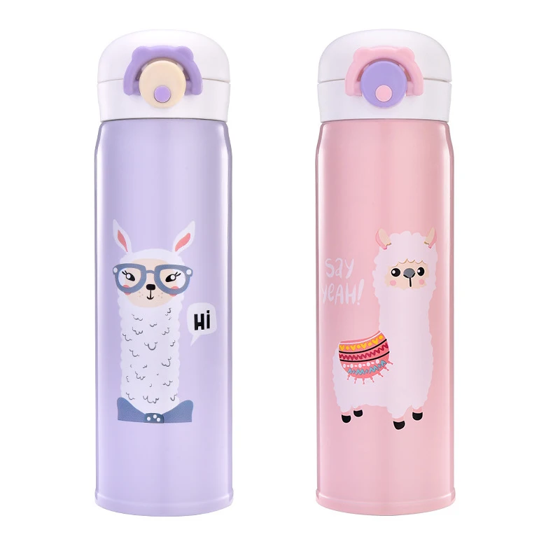 

VA STUDIO 350ml 500ml Thermocup Bouncing Cover Bottle Vacuum flask Cartoon Sheep Pattern Thermal Mug Travel Thermos Gift Cup