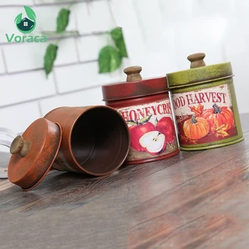 

1 PC Iron Food Storage Jar with Lids Metal Sealed Cans Dry Cereal Nuts Jars Storage Tank Kitchen Bottles Storage Jars