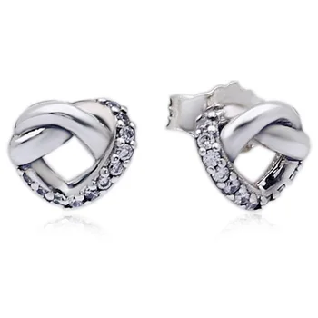 

Authentic 925 Sterling Silver Earring Knotted Hearts Emotional Bonds Earrings For Women Wedding Gift Fine Jewelry
