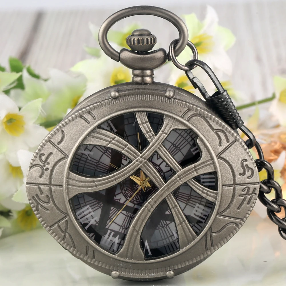 Винтажные кварцевые карманные часы с подвеской в виде глаза доктора Стрэнджа в стиле стимпанк, часы с цепочкой и ожерельем, подарки для мужчин и женщин