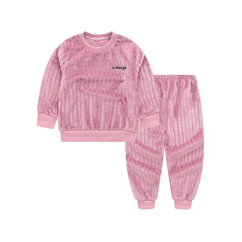 2021 Fashion Pajamas Baby Boy Clothes  For Girls Clothing Coral Fleece Children Home wear Children Fleece Pajamas 3-10 Age best pajama set	 Sleepwear & Robes