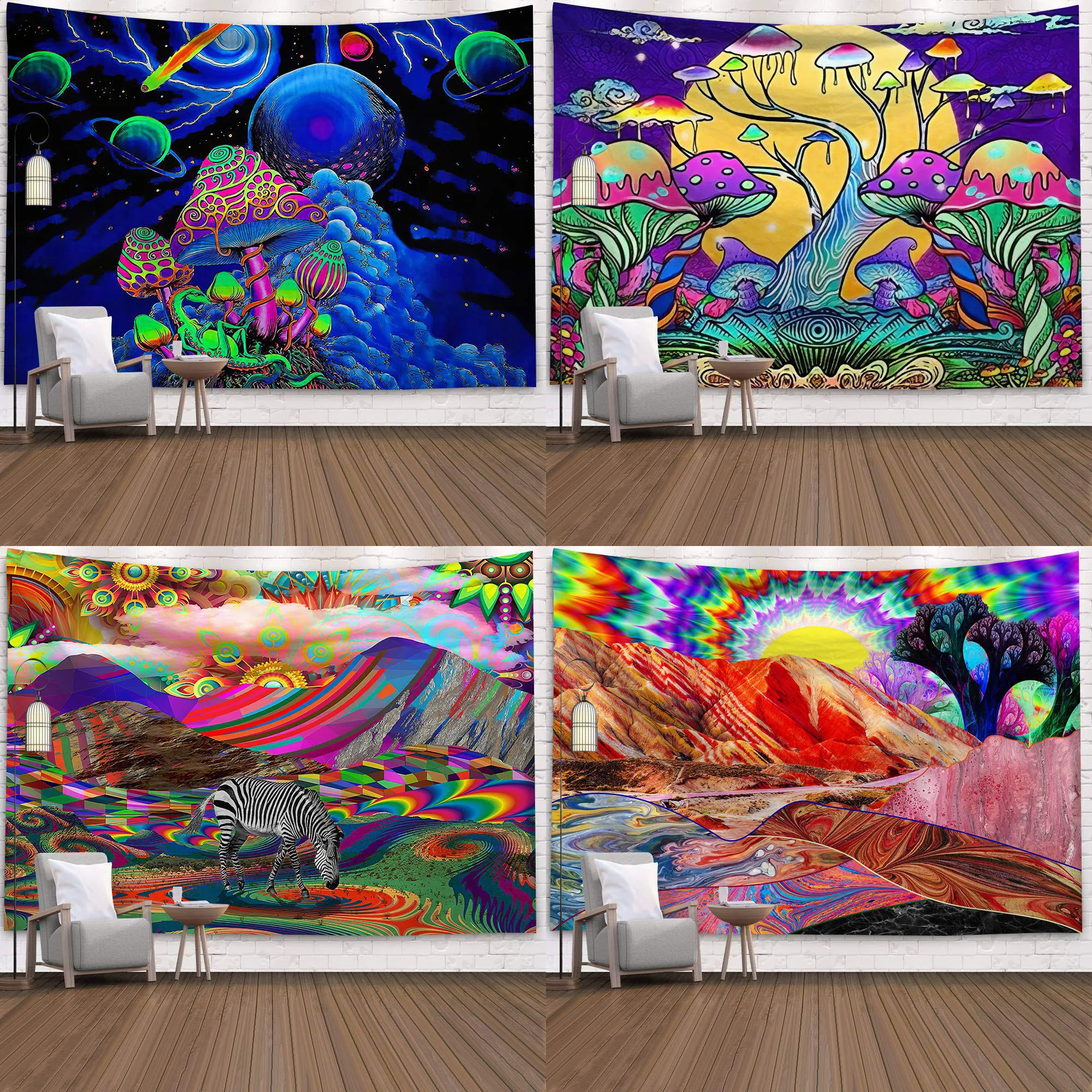 Psychedelic Настенный декор индийская МАНДАЛА ГОБЕЛЕН хиппи ослепительный пейзаж