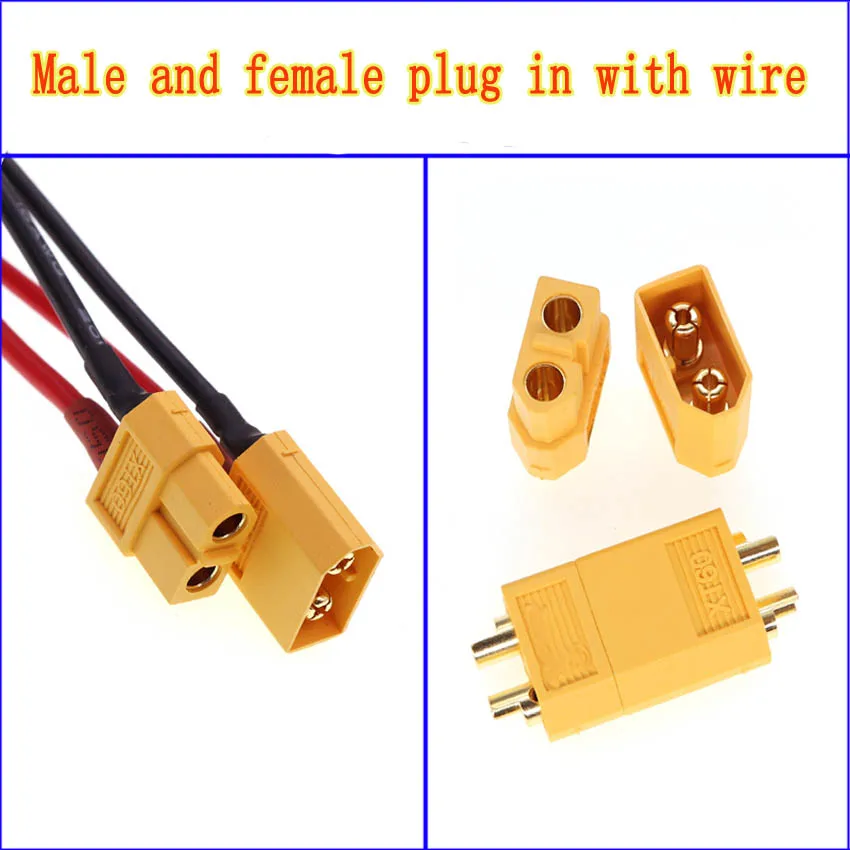 Wire Connector 10cm-1m XT60 Battery Male Female Model airplane 30A high current Plug 12AWG Soft cable for 11.1v 14.8v 22.2v battery