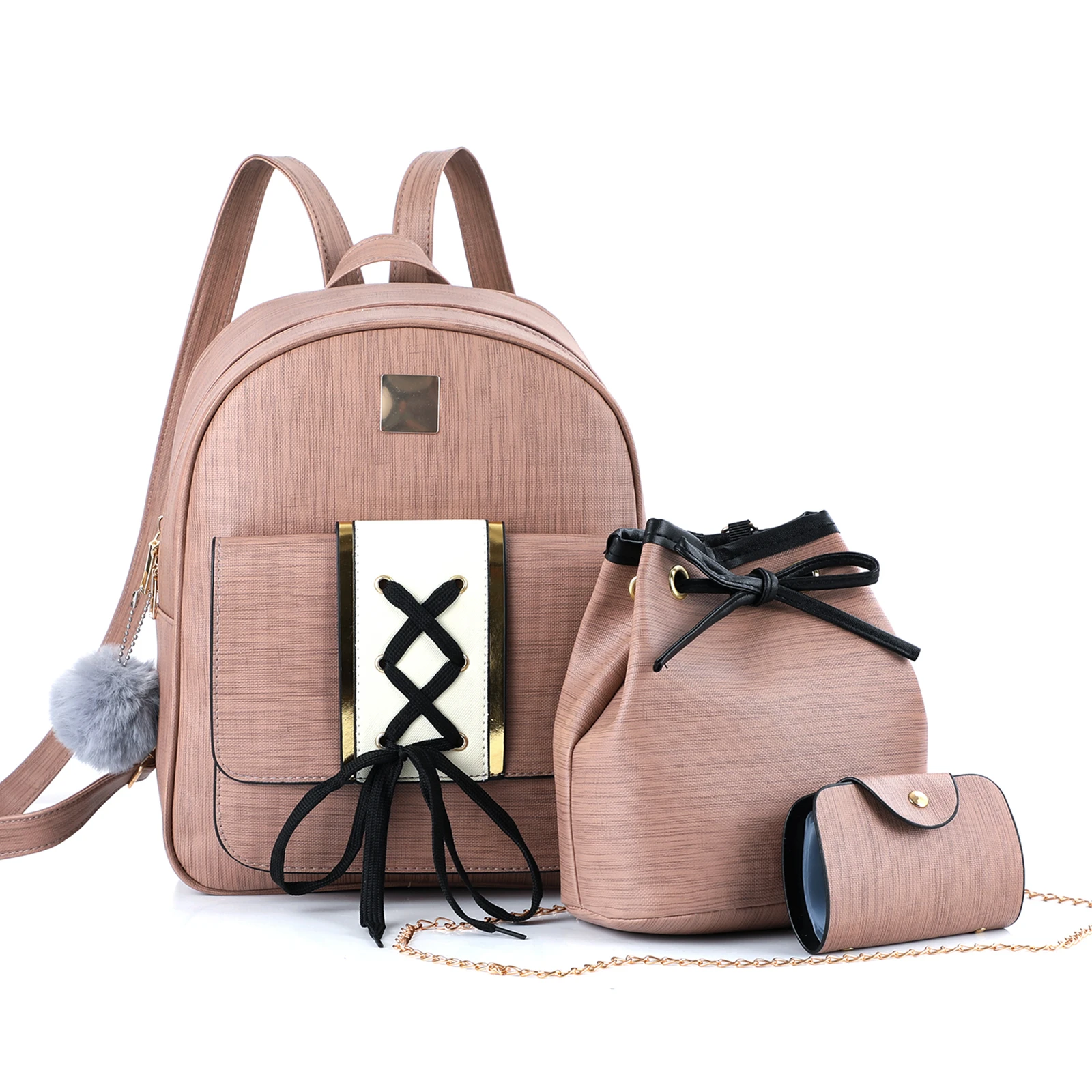 Conjunto de 3 unids/set de Mini mochila de piel sintética para niñas y mujeres, Bolso multiusos escolar para adolescentes, 50 unidades| Mochilas| -