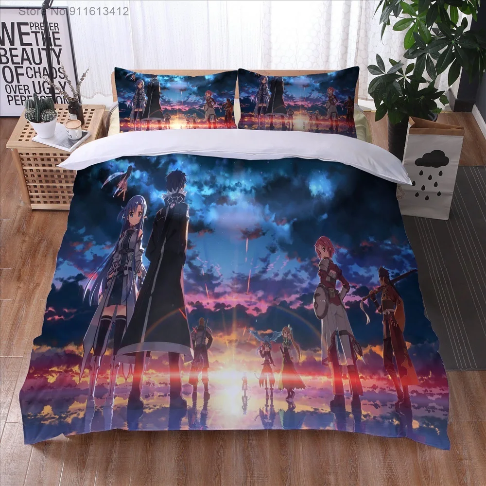 Anime Sword Art Online High Quality 3D Printed Pattern Duvet Cover with Pillow Cover Bedding Set Anime Bed Set Bedroom Luxury