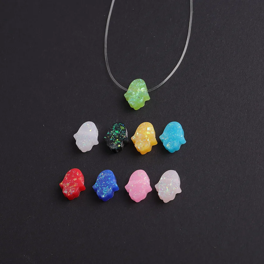 Colgante de mano de Fátima para mujer, Gargantilla, Hamsa de ópalo, collar, joyería para mujer, 9 estilos, Pez transparente