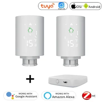 

TUYA Zigbee TRV Thermostat Valve Thermostatic Radiator Valve Controller Heater Temperature Voice Control Works with Google Home