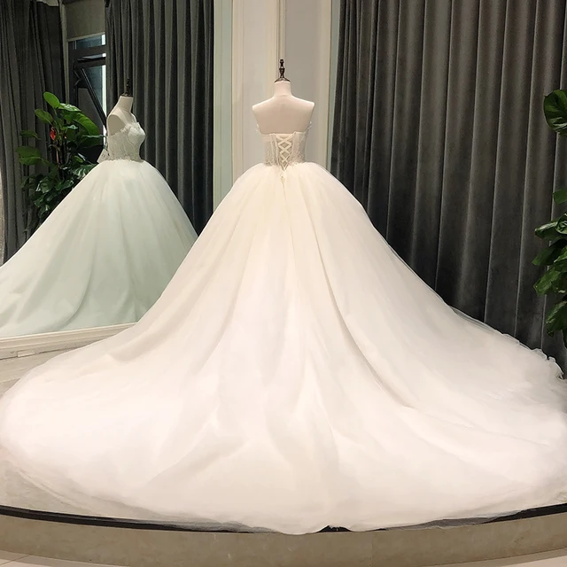 SL-8125 wedding dress ball gown strapless lace long tail church dresses for women bridal wedding gwons 2