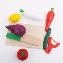 Детская мини-кухня модель игровой домик деревянный овощерезка и фрукты детские развивающие магнитные игрушки Наборы