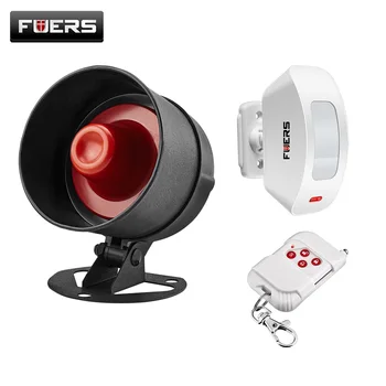 

FUERS Security Alarm System Curtain infrared Smoke sensor 100dB Wireless Local Alarm Security Systems Home Siren Memory Speaker