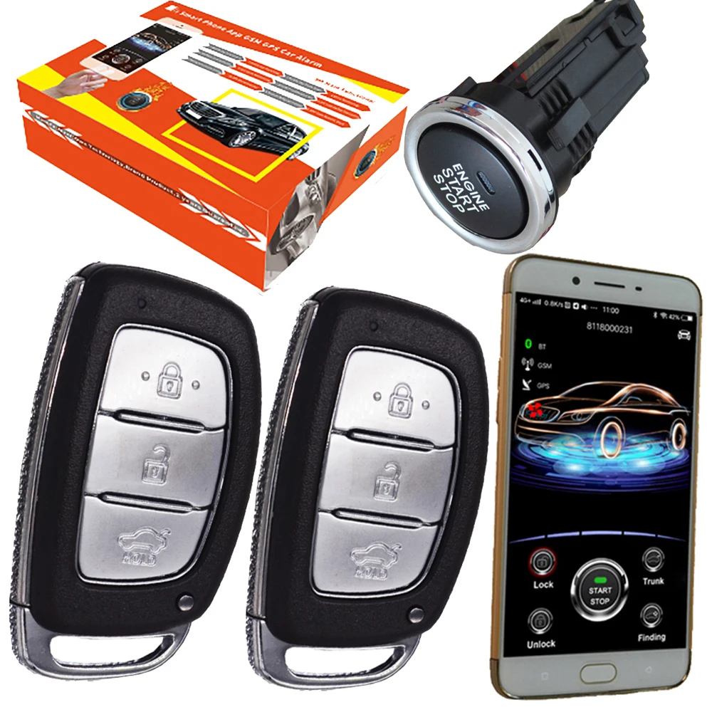 Китай cardot 2G gps gsm Smart Pke Автозапуск дистанционный стартер двигатель старт стоп машина+ сигнализация