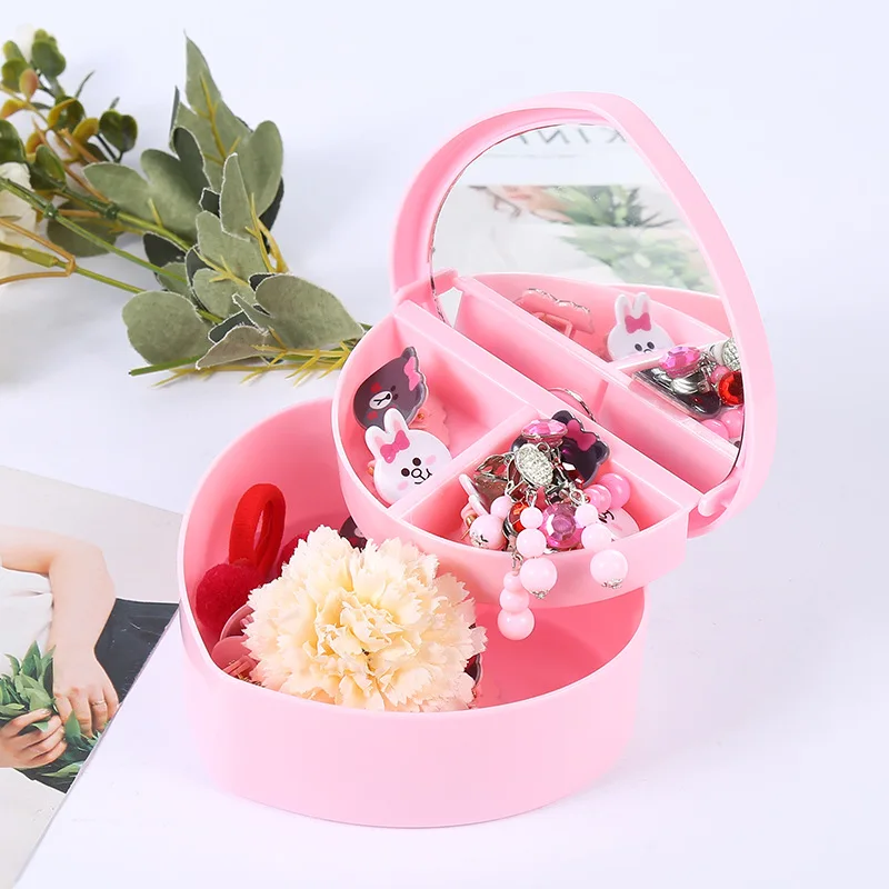 Girls Jewelry Box Heart-shaped children cartoon princess Cosmetic case cosmetics storage box necklace tiara box dressing mirror
