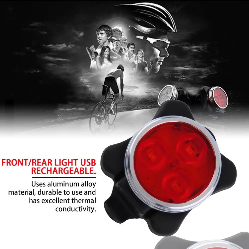 4 режима USB Oplaadbare Fiets Licht 3 светодиодный головной фонарь Voorkant Staart Clip Licht лампа для наружного освещения Fietsen fiets аксессуары