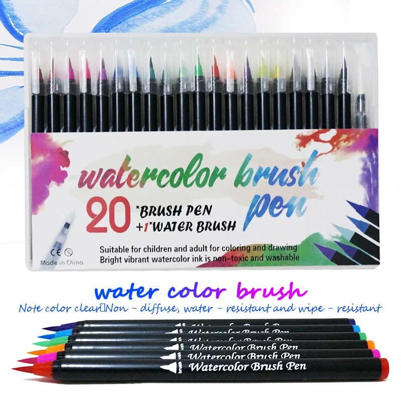 20+1 Color Art Marker Brush Pens 0.4-2 MM Brush Watercolor Pens Drawing Coloring Books Manga Calligraphy Supplies Stationery