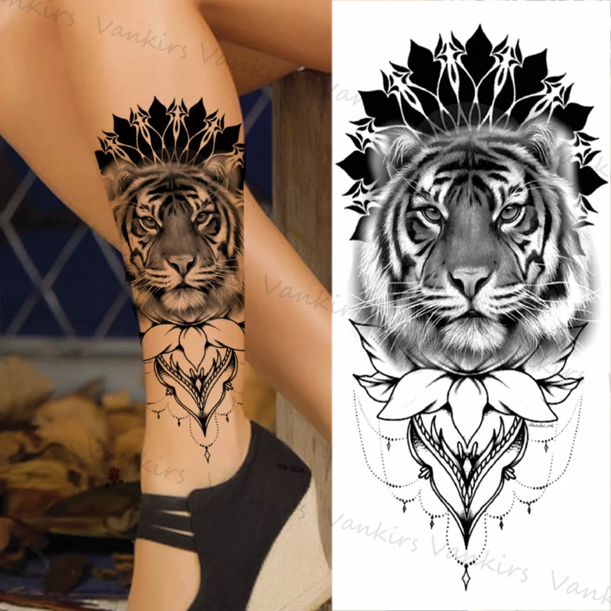 Black Tiger Temporary Tattoos For Women Girls Lion Compass Rose Sun Flower  Fake Tattoo Sticker Waterproof Tatoos Leg Arm Sexy|Temporary Tattoos| -  AliExpress