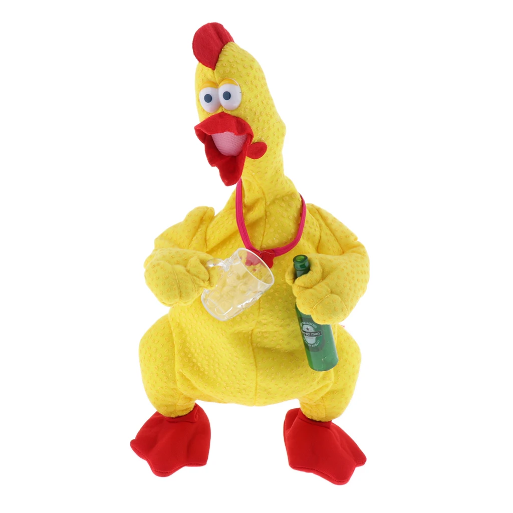 Crazy Singing & Screaming Electric Drunken Dancing Chicken Toy Plush Stuffed Animal Dolls Model