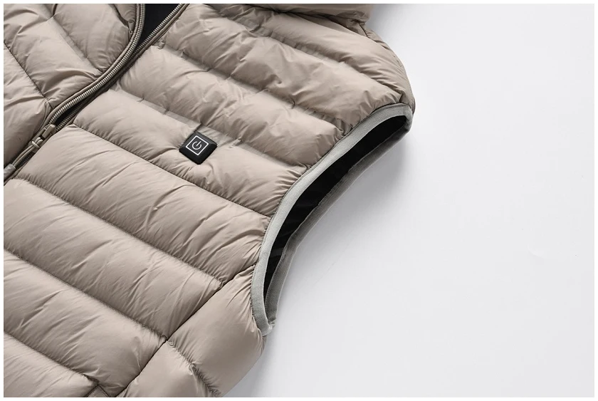 Sleeveless Heated Down Jacket with Detachable Hood - M/f -