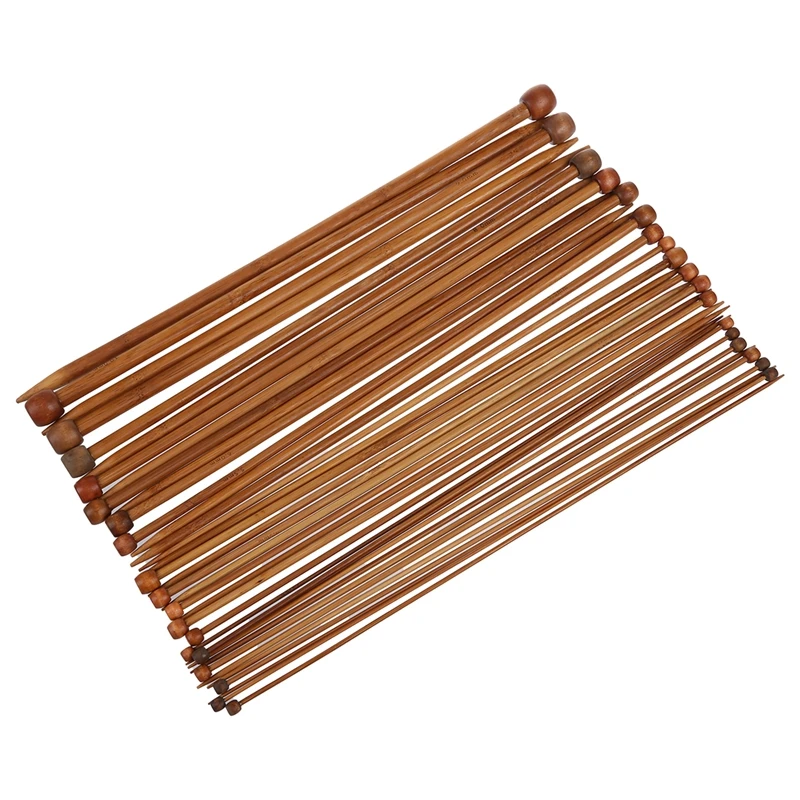 

Set of 36 Single Pointed Carbonized Bamboo Knitting Needles of 18 Different Sizes