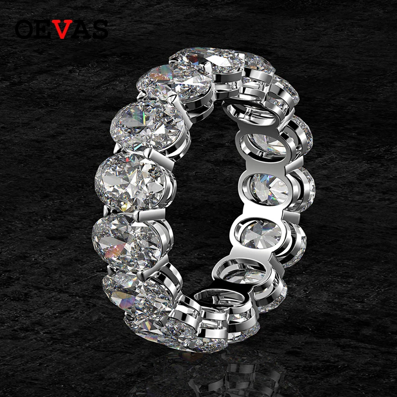 

OEVAS 100% 925 Sterling Silver 5*7mm Oval Cut Full Eternity Ring For Women Sparking High Carbon Diamond Wedding Fine Jewelry