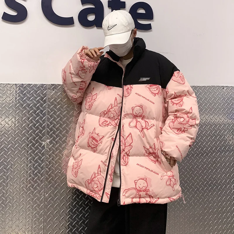 公式超安い メンズヒップホップジャケット パッド入り通気性ジャケット グラフィティスタンドカラー ウォームアウトウェア 韓国スタイル 冬 Parkas 人気店 Pnlp Sn