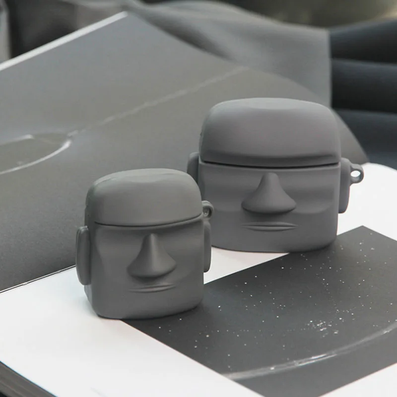 Силиконовый чехол для наушников AirPods 2/1 с симпатичной Пасхальной 3D статуей камня