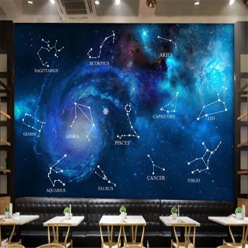 Milofi Blu Cielo Stellato Zodiaco Bar Ktv Tv Sfondo Della Parete Della Pittura