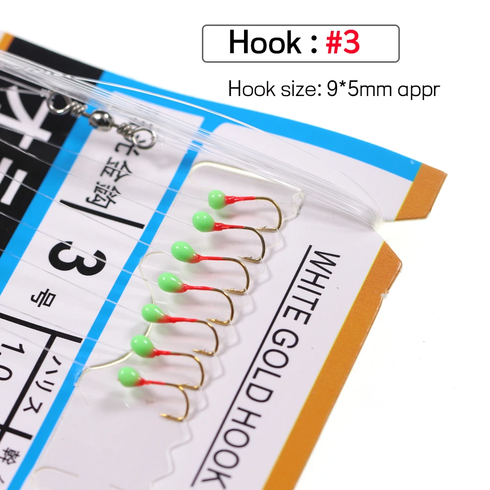 Description Picture 5 of item2 Sets String Hooks Sabiki Rig with 7 Fishhooks Sea Fishing Flasher Rigs With Swivel Snap Bait Rigs With Bait Basket