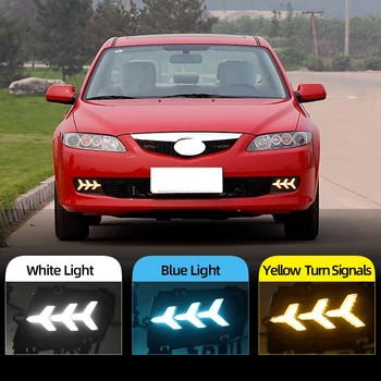 

1Set LED DRL Daytime Running Light Daylight With Yellow Turn Signal and Blue night light For Mazda 6 Mazda6 2006 2007 2008 2009