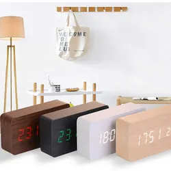 Réveil en bois à LED, thermomètre numérique, horloge électronique de bureau, alimenté par USB/AAA, décoration de Table 