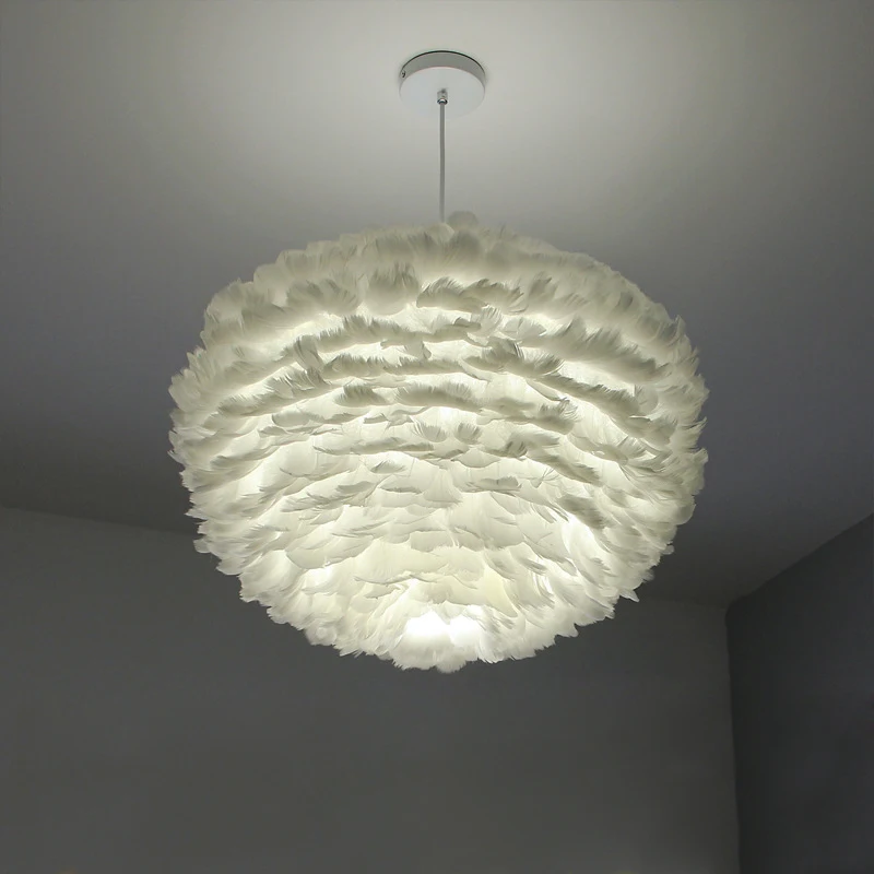 Billig Moderne Anhänger Lichter Feder Lampe Nordic Hängen Lampe Gans Feder Anhänger Lampe Für Schlafzimmer Wohnzimmer Nacht Droplight E27
