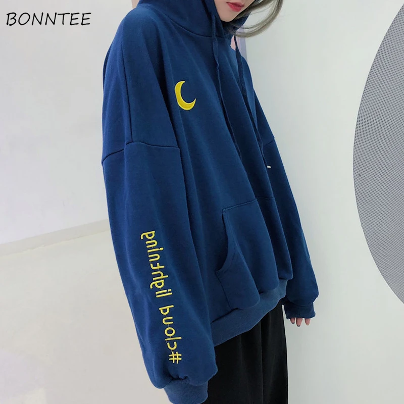 

Hoodies Women Korean Style Thick Ulzzang Harajuku Loose Simple Fashion Plus Velvet Big Size Womens Sweatshirts Chic Hooded Soft