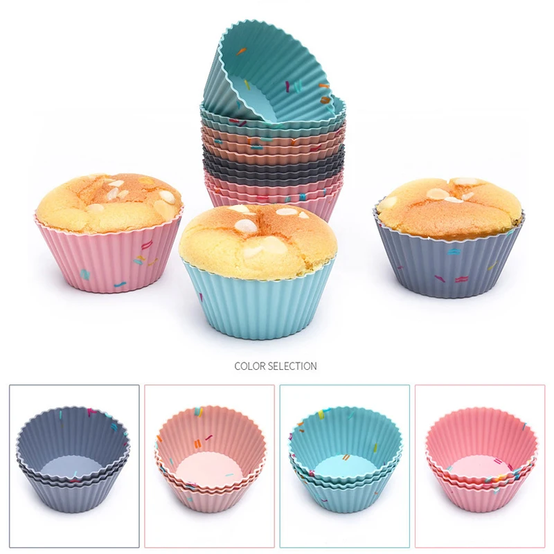 Reusable Silicone Cupcake Mold Muffin Cake Baking Molds Candy DIY Bakeware Cups for Maker Pan Mould Dessert Tools |