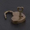 New Vintage Heart Shape Mini Padlock Bag Travel Suitcase Luggage Box Case Key Lock Retro Combination Lock Jewelry Box Padlock 3
