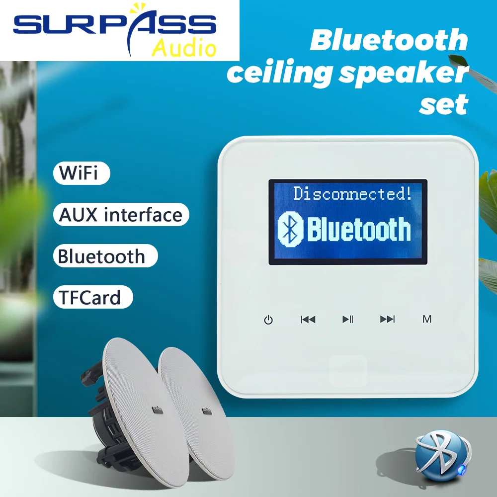 

WIFI Bluetooth Amplifier Speaker Kit Home Audio System In-ceiling Speaker Combo With 86 Mini BT WIFI Amplifier Muisc Controller