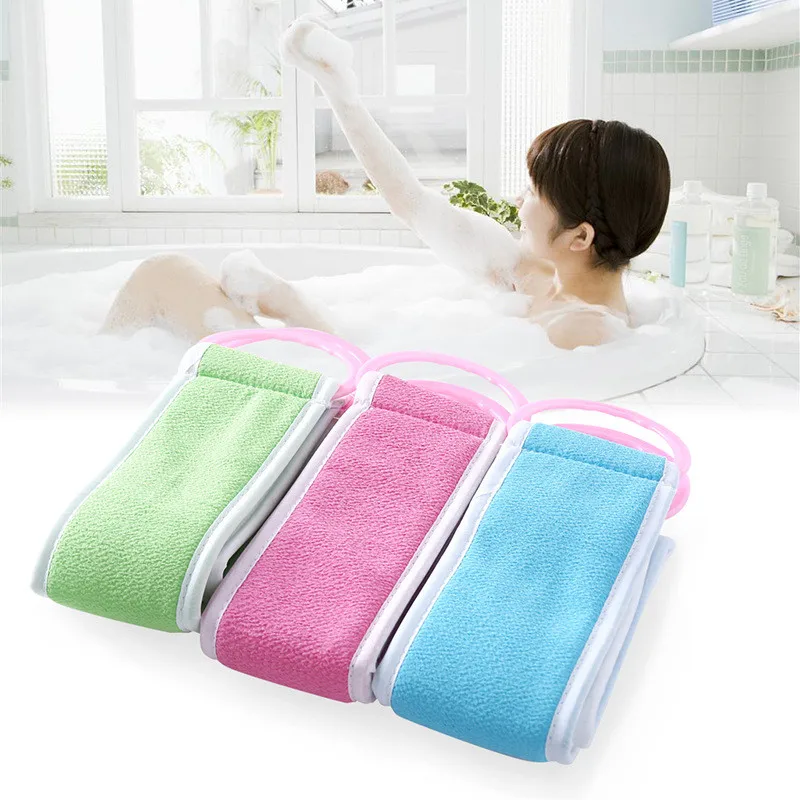

1 Pc New Bath Towel Brush Exfoliating Massage Pull Ring Shower Cloth Back Household Merchandises Scrubbers Bathroom Products Hot