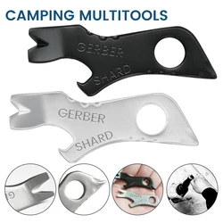 Portable 7-in-1 Stainless Steel Keychain Pry Bar Bottle Opener Screwdriver Wrench Multitool for hiking camping Silver Black