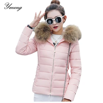 

YMING Winter Women Down Jackets Fashion Coat Warm Parka Detachable Hooded Cotton Jacket Puffer Coats Female Outwear Clothes