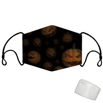 

Pumpkin Printing Mask Unisex Halloween Washable Face Mask Contains 2 filters mascarillas reutilizables Breathable Masks