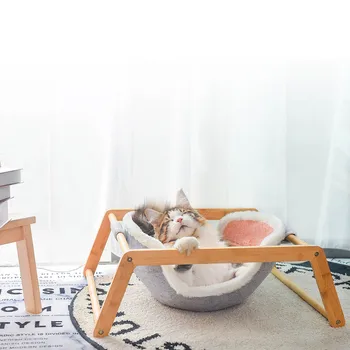 

Pet Supplies Assembly Cat Swing Hammock Round Deep Sleep Nest Pet Cradle Wooden Portable Dog Rocking Bed Cat Bed House Kennel