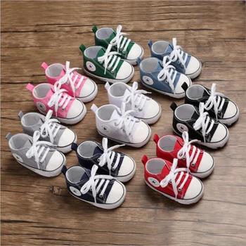

2020 New Baby Toddler Boys Boys Girls Crib Shoes Canvas Tennis Shoes Kids Non-Skid Soles Lace Up Sneaker