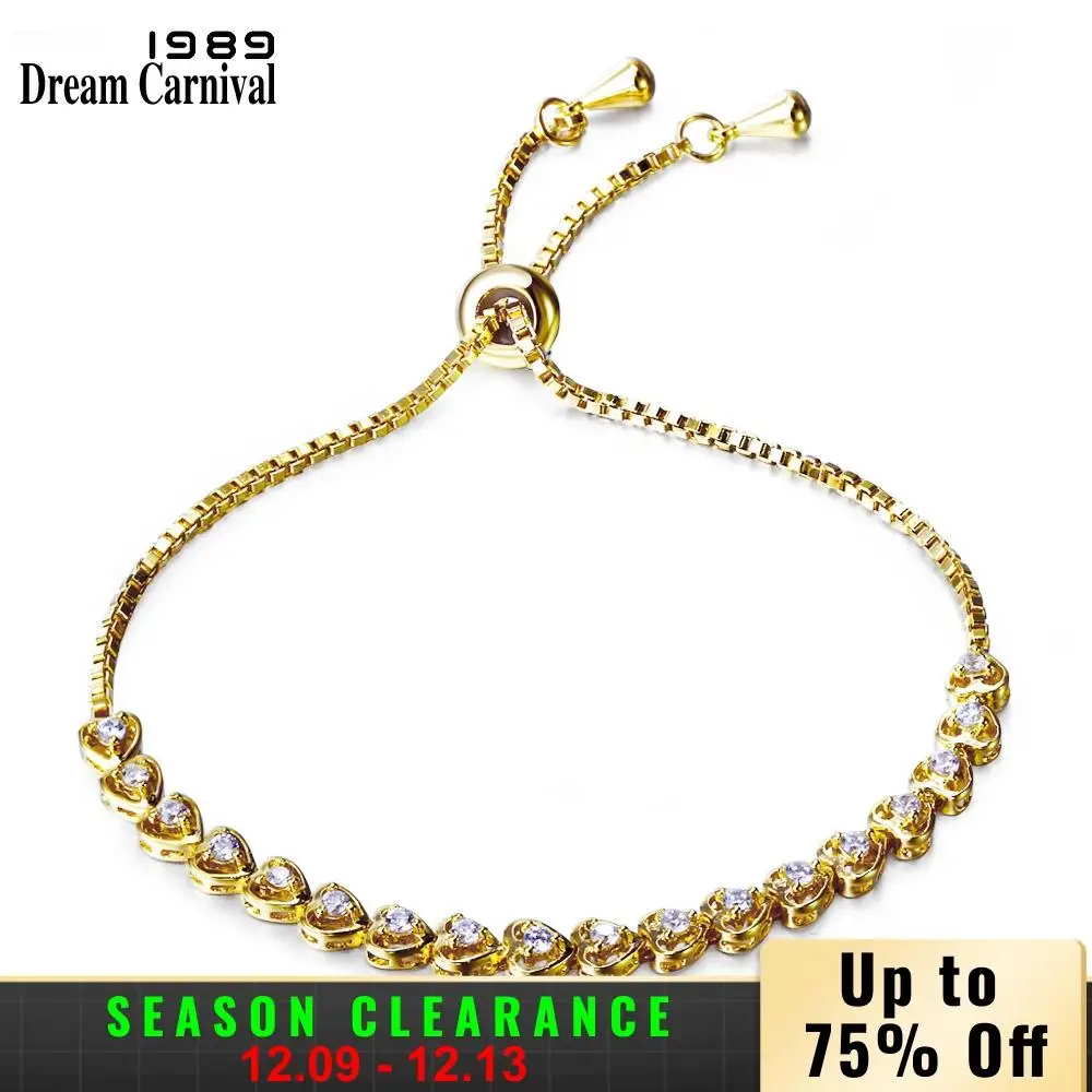 DC1989 Banquet party gift Rhodium and Gold plated Heart shape Synthetic Cubic Zirconia Copper Bracelet for women SB06060-F