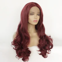 Сексуальные длинные красные бордовые волнистые парики для косплея, бесклеевые синтетические парики на кружеве, 180% плотность, термостойкие волокна, парики для женщин