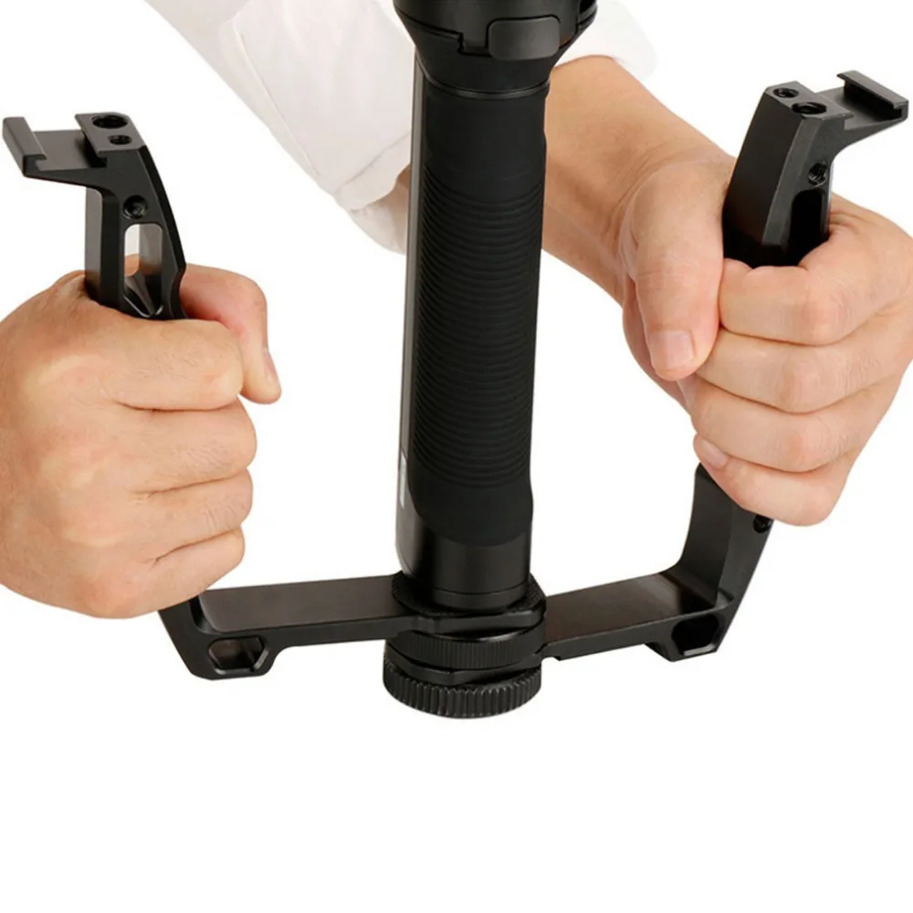 DH-03 алюминиевый l-образный кронштейн для микрофона с ручкой для DJI Ronin S/Moza Air 2/Feiyu AK2000/Zhiyun Weebill