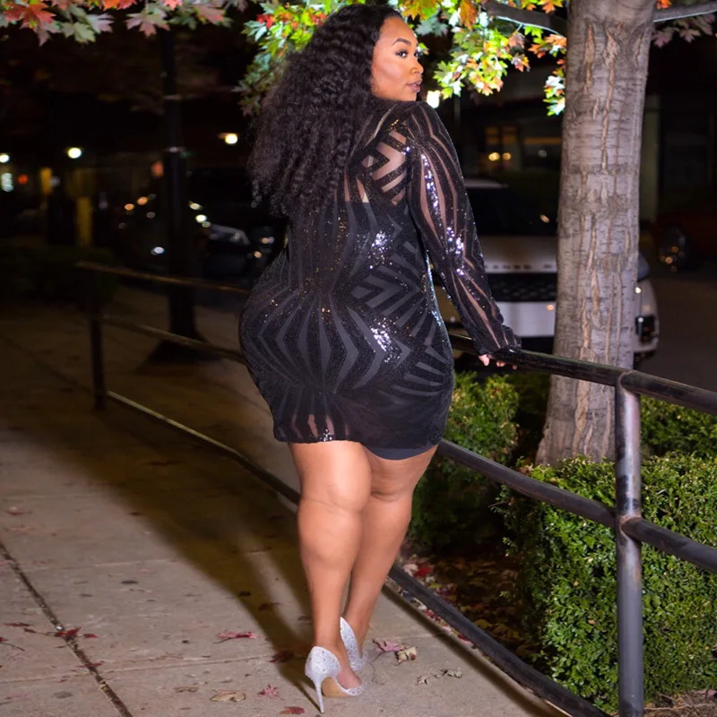 Plus Size Dress Women Wholesale Mini Dress Women Sequins Mesh Patchwork Elegant Party Sexy Mini Dresses for Women Dropshipping