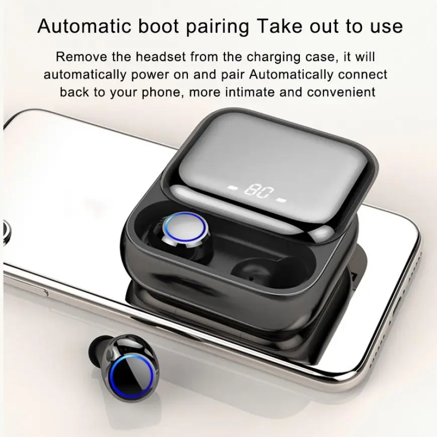 M13 TWS Bluetooth 5 0 HiFi 3D Sound Earphone Large Capacity Bluetooth Headset Phone Holder Waterproof Earpieces with Slide Lid