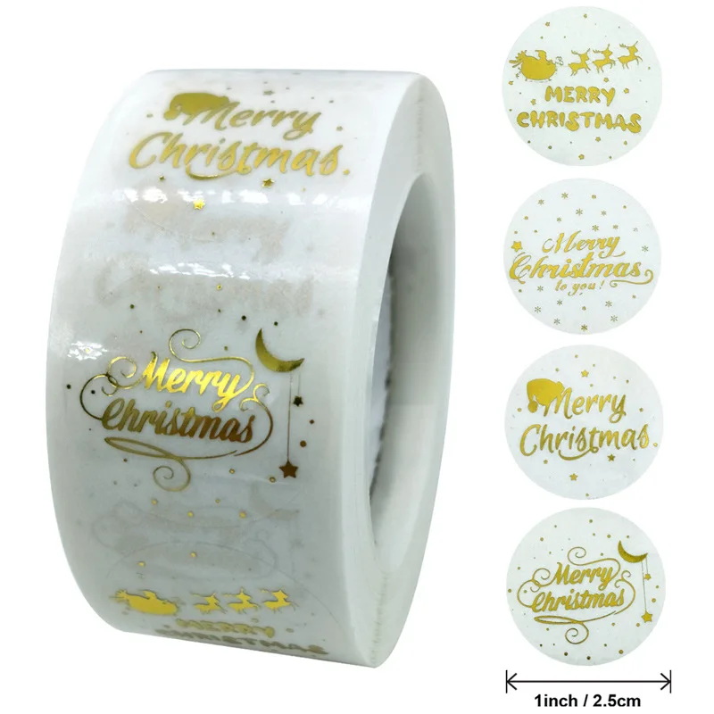 

100-500pcs Various Styles Merry Christmas Thank You Stickers Seal Labels For Envelope Cards Gift Package Scrapbooking 1inch