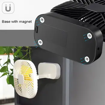 

Magnetic Mini Fan USB or 4x AA Battery Powered Desk Fan with 3 Speed Timing Function Personal Fans for Camping Office